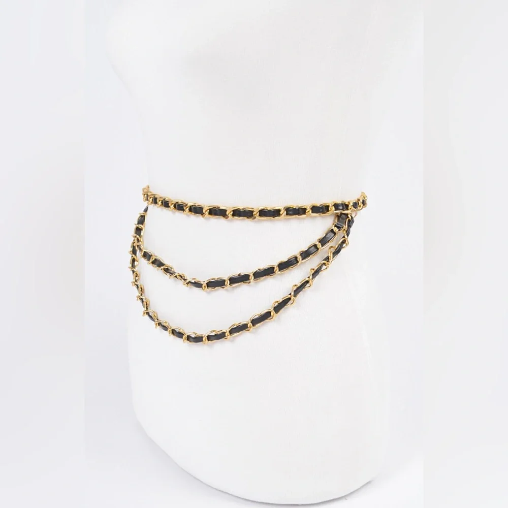 Plus Size Vegan Leather Chain Statement Belt